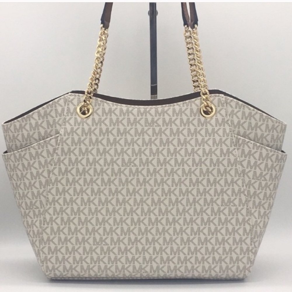 MICHAEL KORS LG CHAIN SHOULDER TOTE VANILLA - Picture 10 of 16